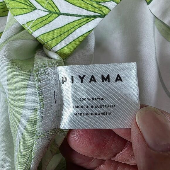 PIYAMA Abigail Pajama Sleep Set XXXL Shorts w/Short Sleeve Top Green/White Palm - Picture 8 of 13